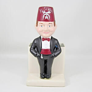 Vintage Al Sihah Masonic Shriners Figural Figurine Ceramic Planter Vase Georgia